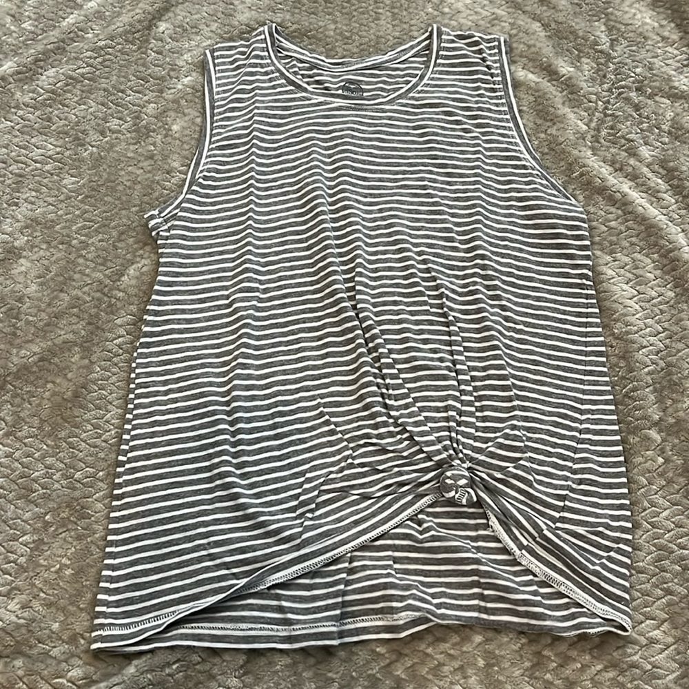 Grey and white stripped tank top